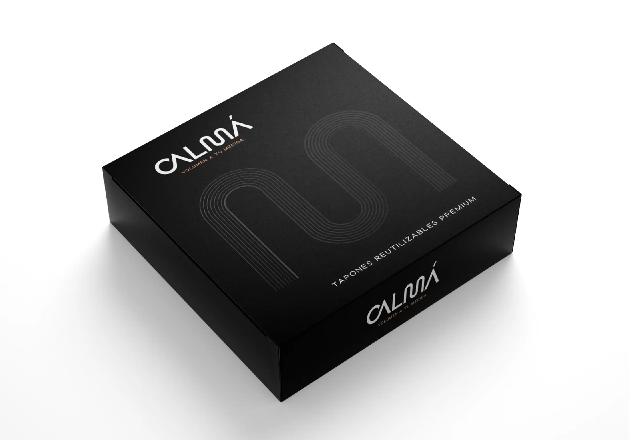 Packaging premium CALMÁ PAUSA — caja editorial color crema con wordmark